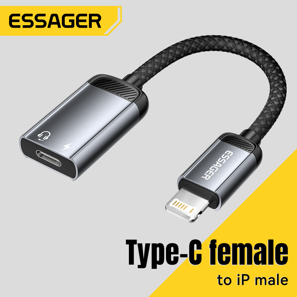 Wired Earphone Lightning - Essager Type-C كابل محول الصوت Type-C
