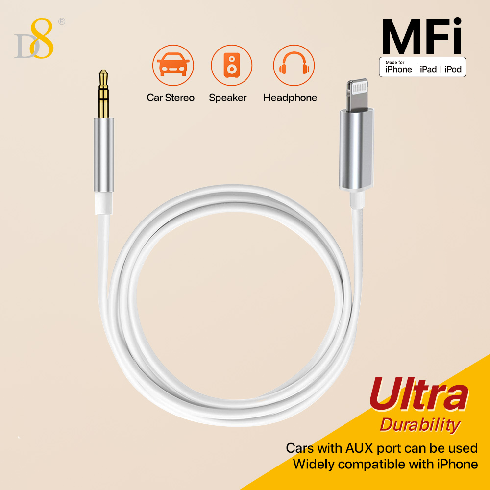 Wired Earphone Lightning - محول صوت D8 Lightning إلى 3.5