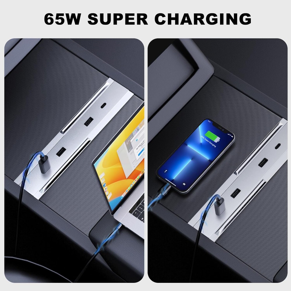 ملحق داخلي لسيارة تسلا موديل Y - مراجعة Usb Hub Type C وسعره