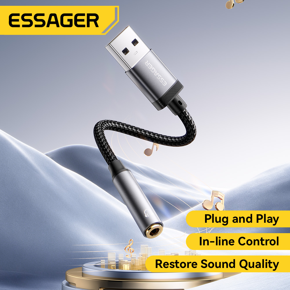 كابل صوت Essager من USB إلى 3. - مراجعة Wired Earphone Lightning وسعره
