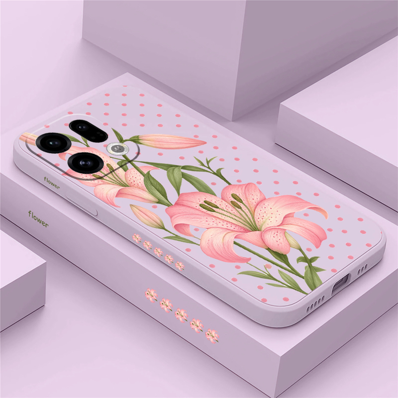 غطاء هاتف فاخر بنقشة زهور وردي - مراجعة Oppo Reno 12 وسعره