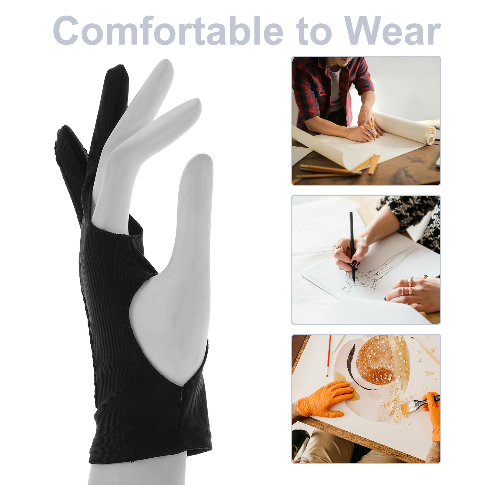 4 قطع من قفازات الرسم، قفازات  - مراجعة Drawing Glove Artist وسعره